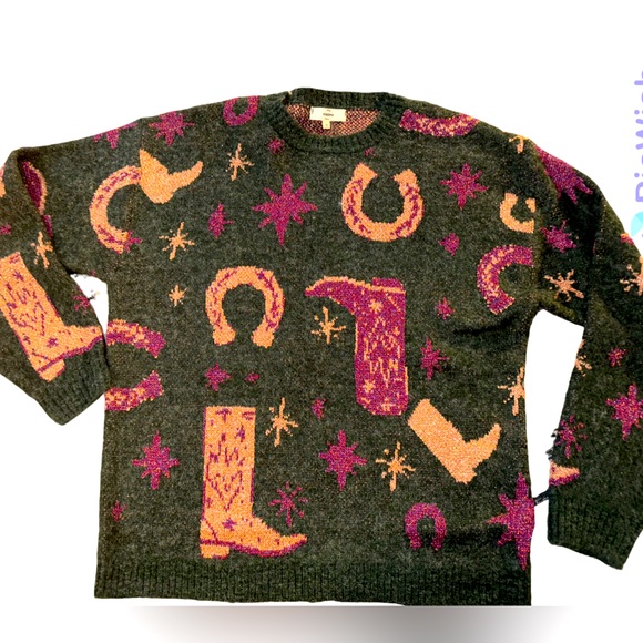 ENTRO NAOMI oversized GREEN COWGIRL SWEATER- 
Small - Picture 3 of 10